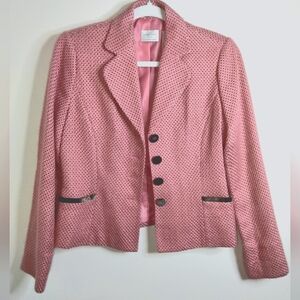Emma James (Size 6p) Pink & Grayish Brown Velvet/Velour Trim & Buttons Blazer